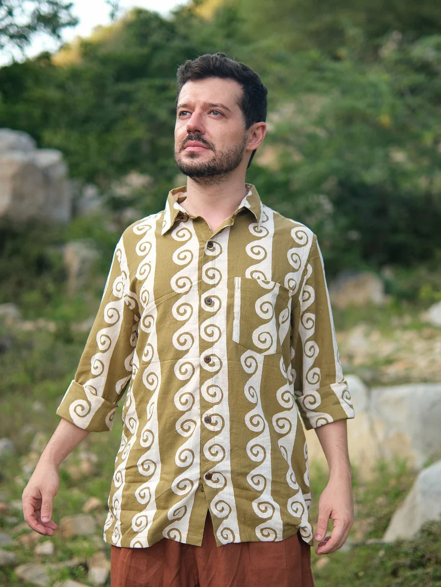 Varen Shirt Spiral Handblock Cotton Shirt